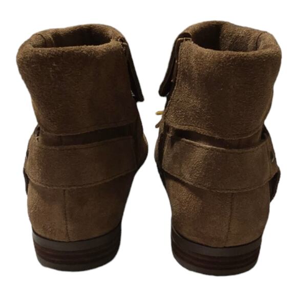 Sole Society Tan Suede Harness Ankle Boots Booties Size 9.5 - Picture 5 of 8